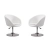 Manhattan Comfort Hopper Swivel Adjustable Height Faux Leather Chair in White and Polished Chrome (Set of 2) 2-AC036-WH